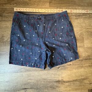 Talbots red white and blue star Patterned Denim Shorts